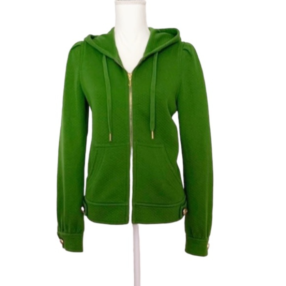 Juicy Couture Green Quilted Zip Up Hoodie Jacket Size Large